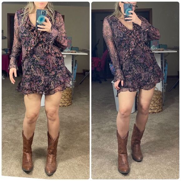 🆕 Free People - Long Sleeve Ruffle Parsley Dress - Picture 3 of 8